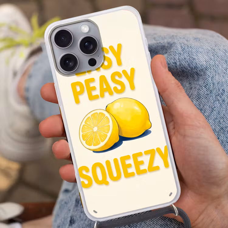 Eten - Citroenen - Keuken - Illustratie - Geel Hoesje iPhone 16 Pro Max met koord klein -sfeer3