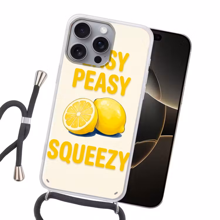 Eten - Citroenen - Keuken - Illustratie - Geel Hoesje iPhone 16 Pro Max met koord klein -sfeer1