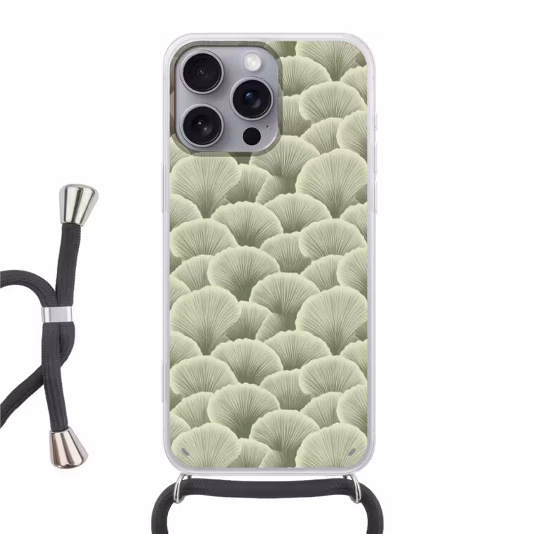 Waaier - Blad - Groen Hoesje iPhone 16 Pro Max met koord klein 804 -3d