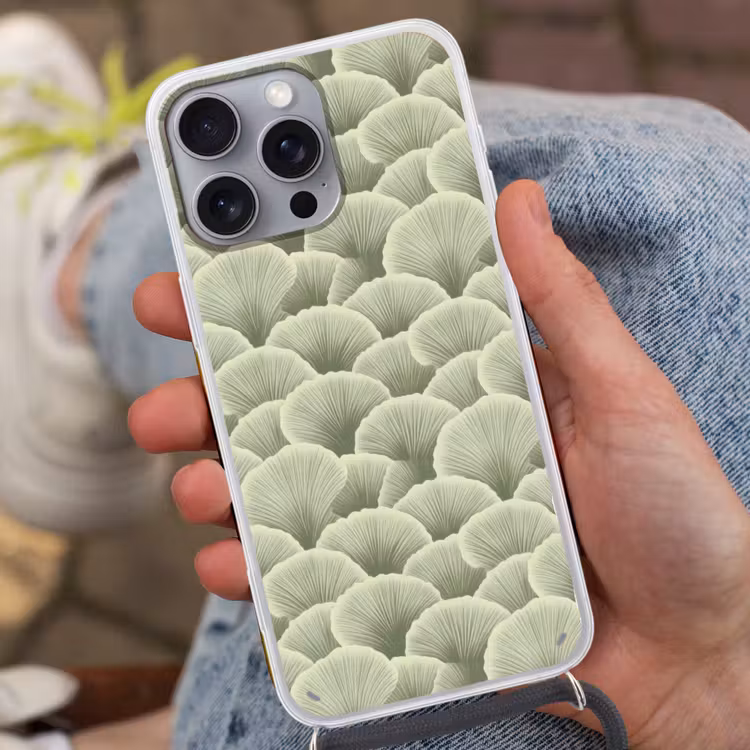 Waaier - Blad - Groen Hoesje iPhone 16 Pro Max met koord klein 804 -sfeer3
