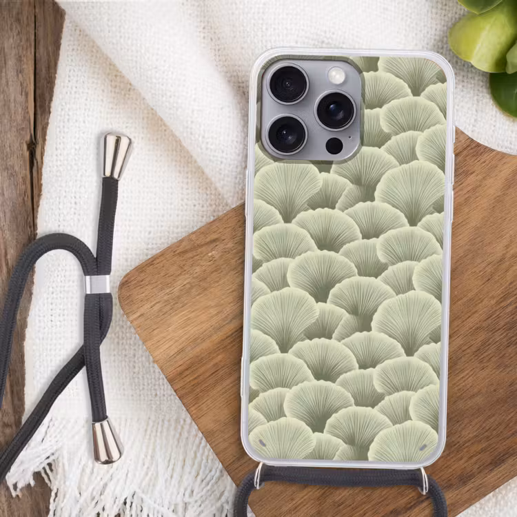 Waaier - Blad - Groen Hoesje iPhone 16 Pro Max met koord klein 804 -sfeer4