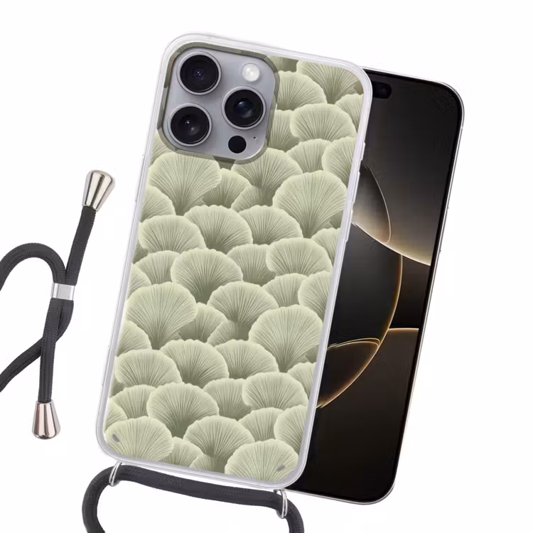 Waaier - Blad - Groen Hoesje iPhone 16 Pro Max met koord klein 804 -sfeer1