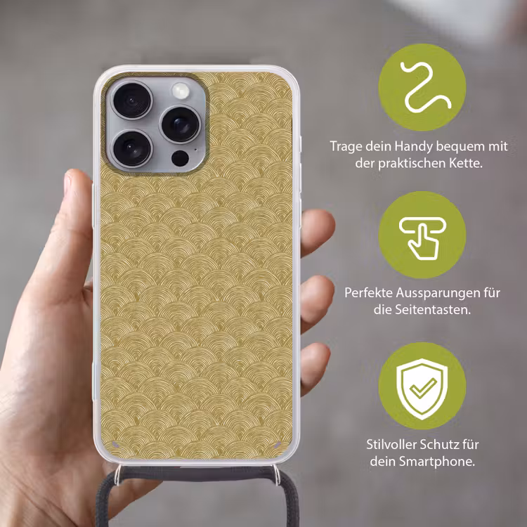 Waaier - Geometrisch - Groen Hoesje iPhone 16 Pro Max met koord klein 804 -sfeer2_DE