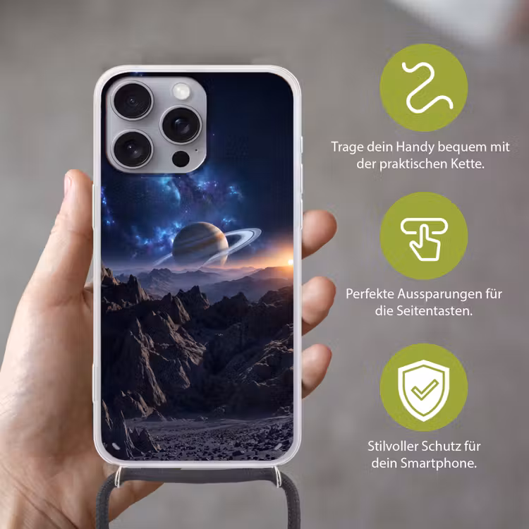 Fantasy - Kosmos - Landschap Hoesje iPhone 16 Pro Max met koord klein -sfeer2_DE