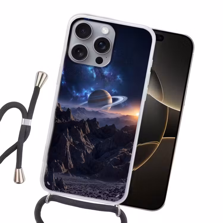 Fantasy - Kosmos - Landschap Hoesje iPhone 16 Pro Max met koord klein -sfeer1