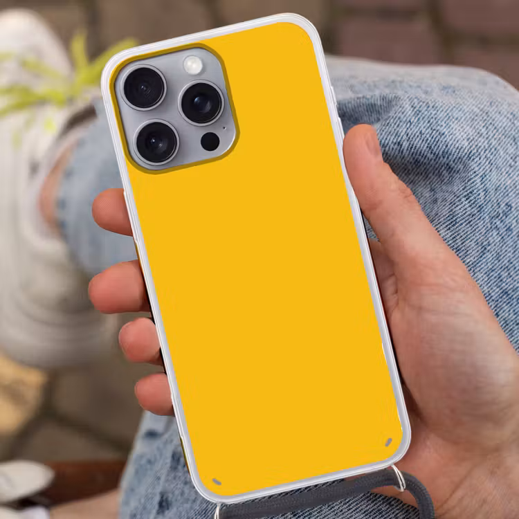 Verfstreken - Abstract - Dynamisch - Geel Hoesje iPhone 16 Pro Max met koord klein 804 -sfeer3