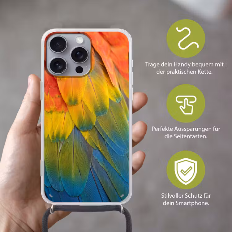 Veren - Ara - Kleurrijk Hoesje iPhone 16 Pro Max met koord klein -sfeer2_DE