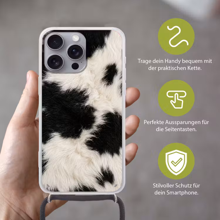 Bont - Textuur - Zwart - Wit Hoesje iPhone 16 Pro Max met koord klein -sfeer2_DE