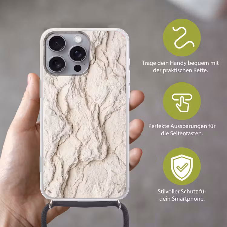 Rots - Structuur - Natuur - Beige - Abstract Hoesje iPhone 16 Pro Max met koord klein -sfeer2_DE