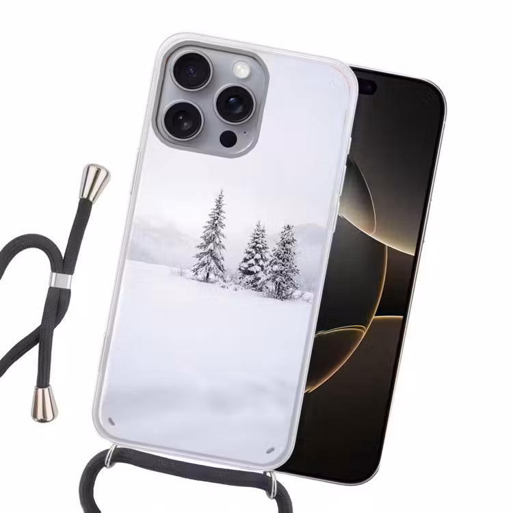 Fijnsparren - Sneeuw - Winter - Landschap - Stilte Hoesje iPhone 16 Pro Max met koord klein -sfeer1