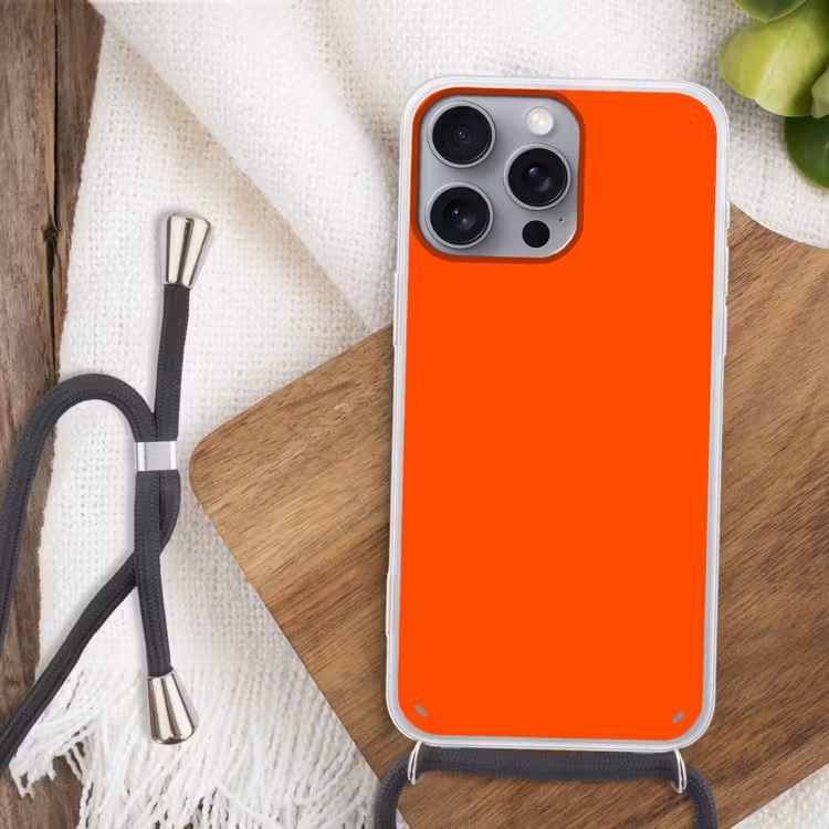 Fiery - Tangerine - Oranje Hoesje iPhone 16 Pro Max met koord klein 804 -sfeer4