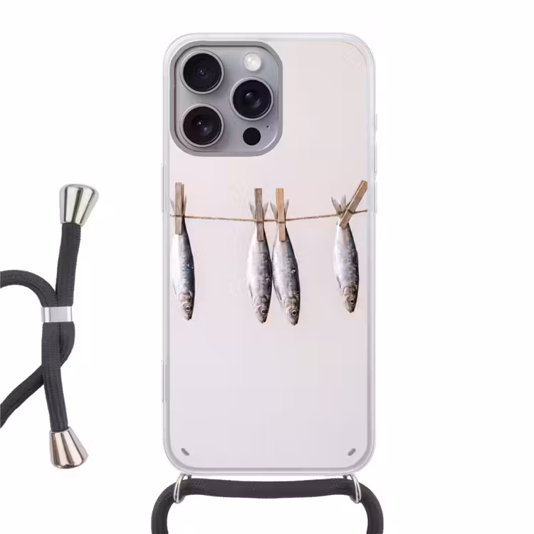 Handyhülle mit Band - Fisch – Hängend – Essen - Vis - Hangend - Eten Hoesje iPhone 16 Pro Max met koord klein