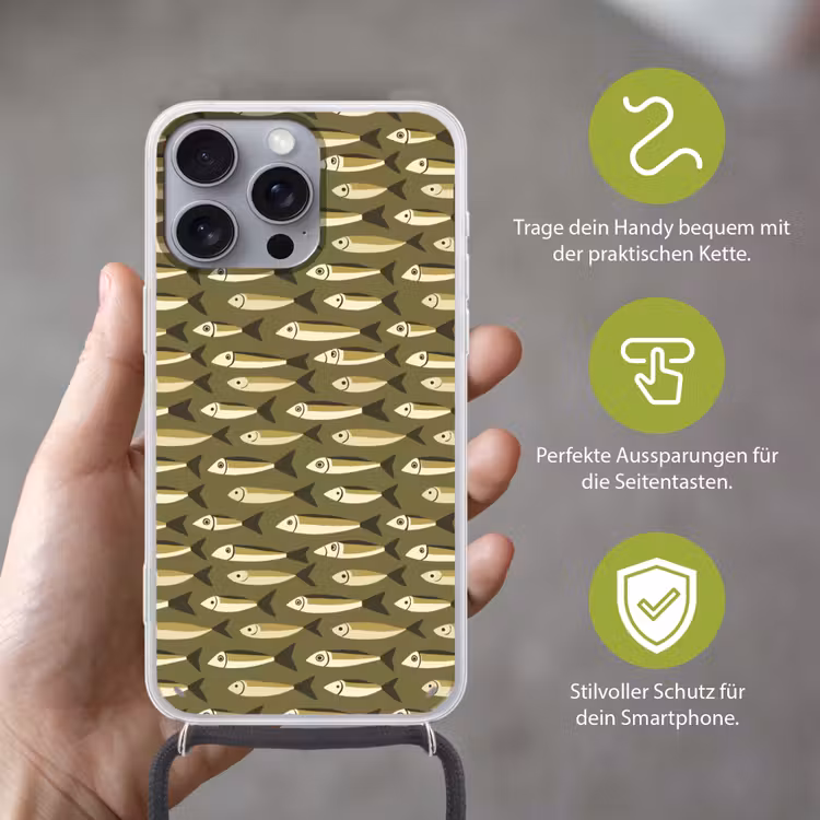 Vis - Patroon - Groen Hoesje iPhone 16 Pro Max met koord klein 804 -sfeer2_DE