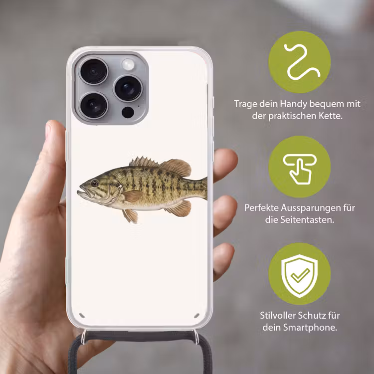 Vissen - Natuur - Vintage Hoesje iPhone 16 Pro Max met koord klein -sfeer2_DE