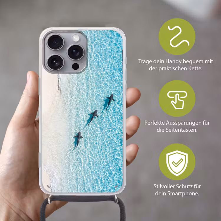 Vis - Oceaan - Strand - Turquoise - Natuur Hoesje iPhone 16 Pro Max met koord klein -sfeer2_DE