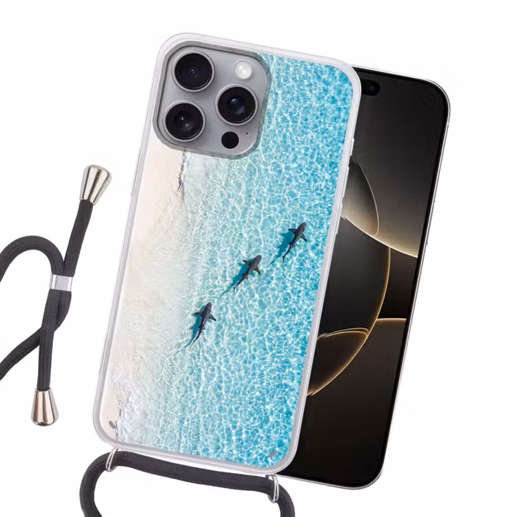 Vis - Oceaan - Strand - Turquoise - Natuur Hoesje iPhone 16 Pro Max met koord klein -sfeer1