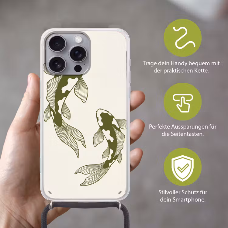 Vis - Zwemmend - Groen - Abstract - Dieren Hoesje iPhone 16 Pro Max met koord klein -sfeer2_DE