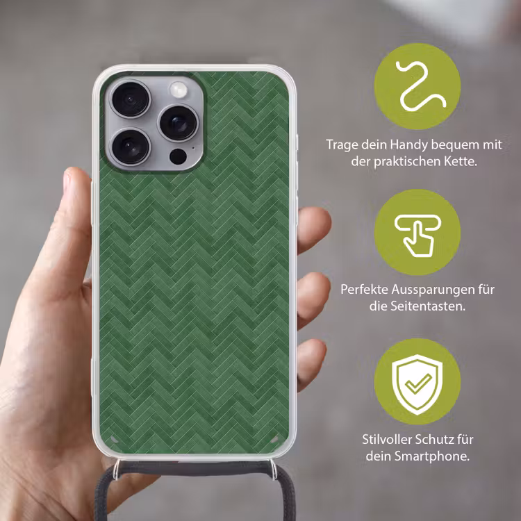 Visgraat - Wandtegel - Bosgroen Hoesje iPhone 16 Pro Max met koord klein 804 -sfeer2_DE