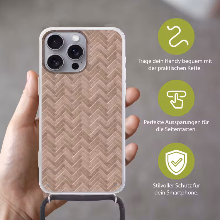 Visgraat - Wandtegel - Oudroze - Terracotta Hoesje iPhone 16 Pro Max met koord klein 804 -sfeer2_DE