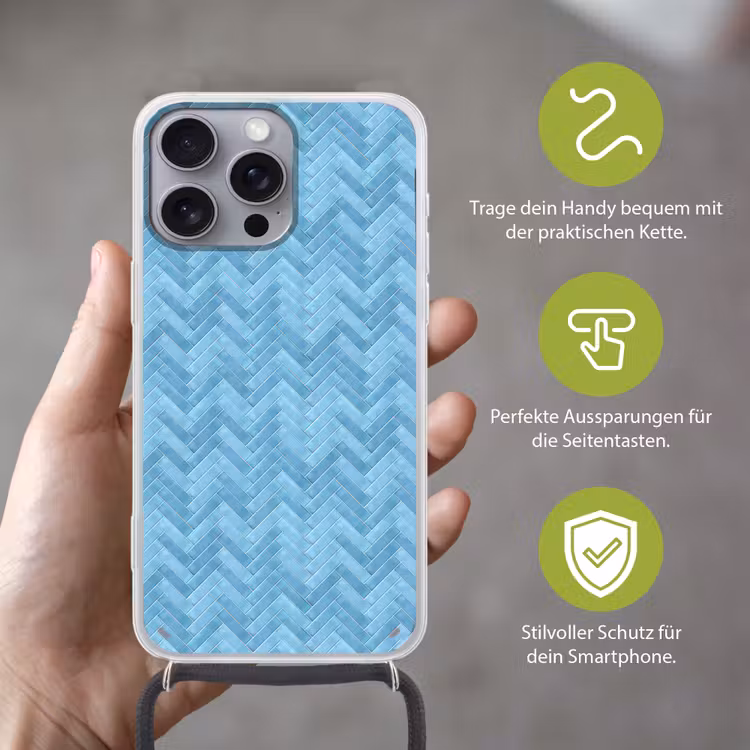 Visgraat - Wandtegel - Lichtblauw Hoesje iPhone 16 Pro Max met koord klein 804 -sfeer2_DE