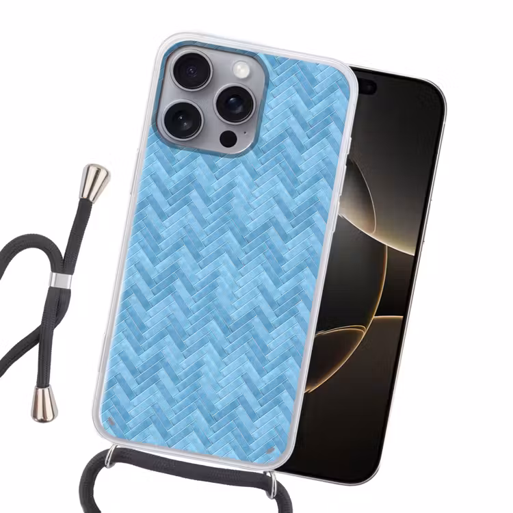 Visgraat - Wandtegel - Lichtblauw Hoesje iPhone 16 Pro Max met koord klein 804 -sfeer1