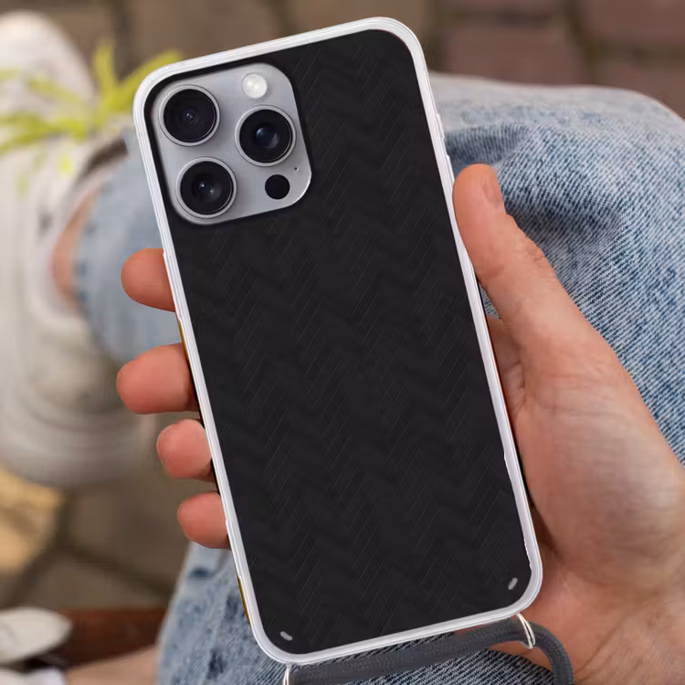 Visgraat - Wandtegel - Mat - Zwart Hoesje iPhone 16 Pro Max met koord klein 804 -sfeer3