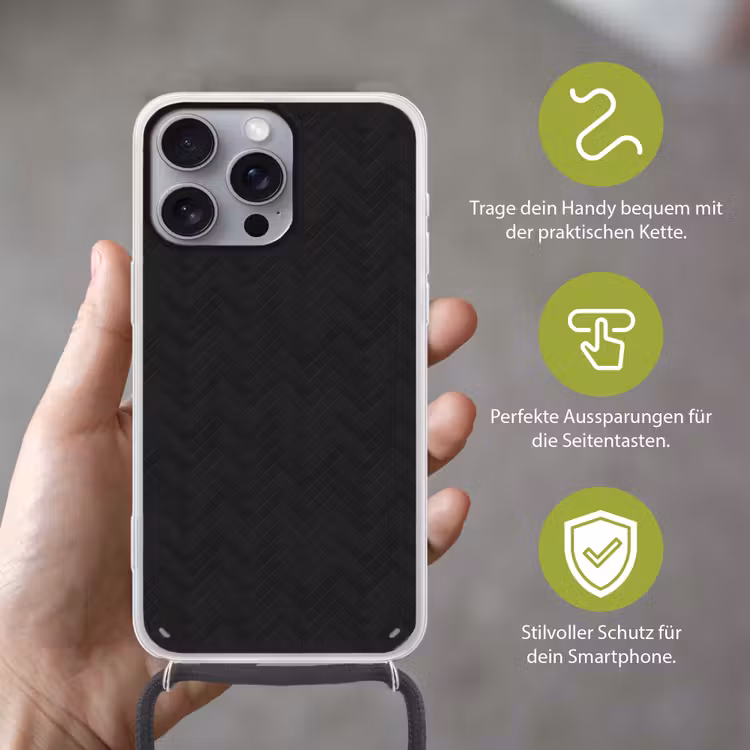 Visgraat - Wandtegel - Mat - Zwart Hoesje iPhone 16 Pro Max met koord klein 804 -sfeer2_DE