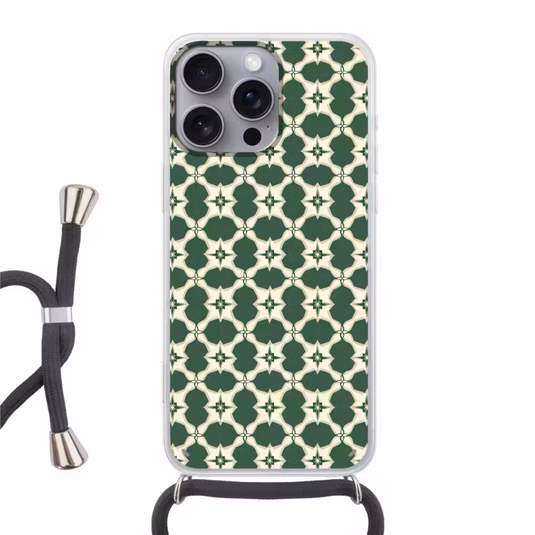 Tegel - Klassiek - Groen Hoesje iPhone 16 Pro Max met koord klein 804 -3d