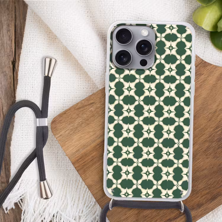 Tegel - Klassiek - Groen Hoesje iPhone 16 Pro Max met koord klein 804 -sfeer4