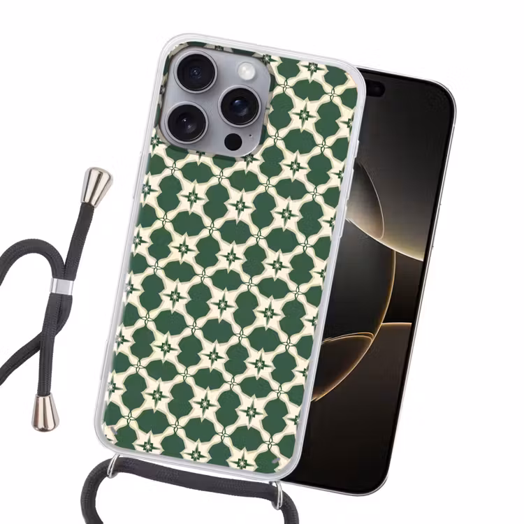 Tegel - Klassiek - Groen Hoesje iPhone 16 Pro Max met koord klein 804 -sfeer1