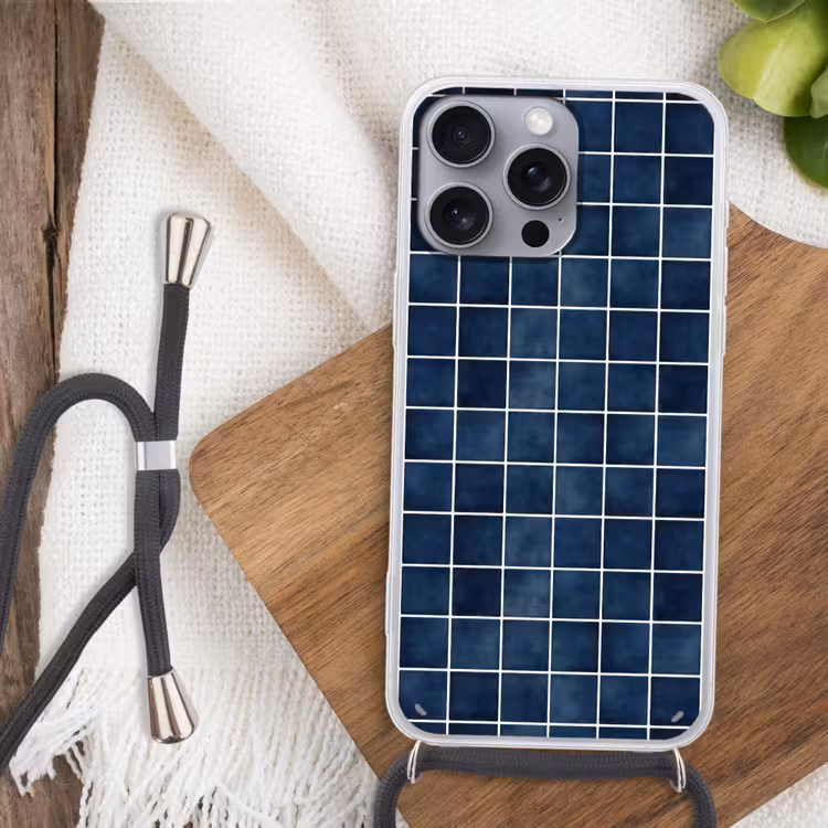 Tegel - Modern - Blauw Hoesje iPhone 16 Pro Max met koord klein 804 -sfeer4
