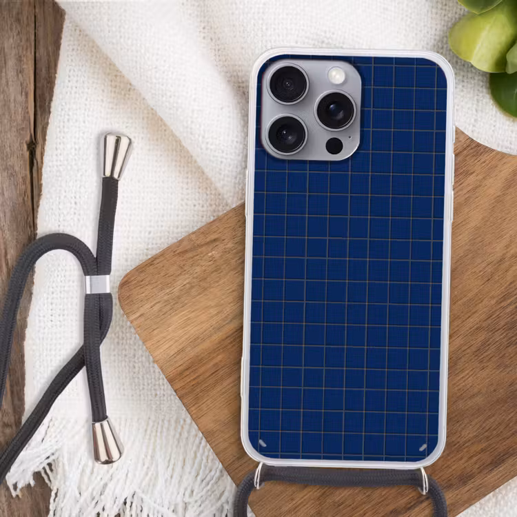 Tegel - Patroon - Blauw Hoesje iPhone 16 Pro Max met koord klein 804 -sfeer4