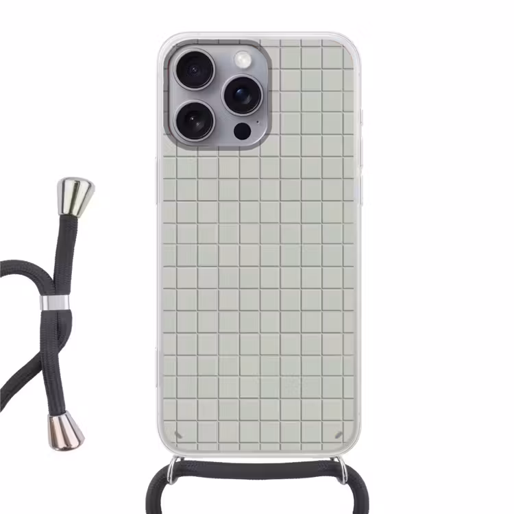 Tegel - Patroon - Lichtgroen Hoesje iPhone 16 Pro Max met koord klein 804 -3d