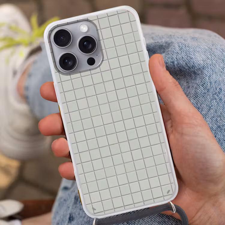 Tegel - Patroon - Lichtgroen Hoesje iPhone 16 Pro Max met koord klein 804 -sfeer3
