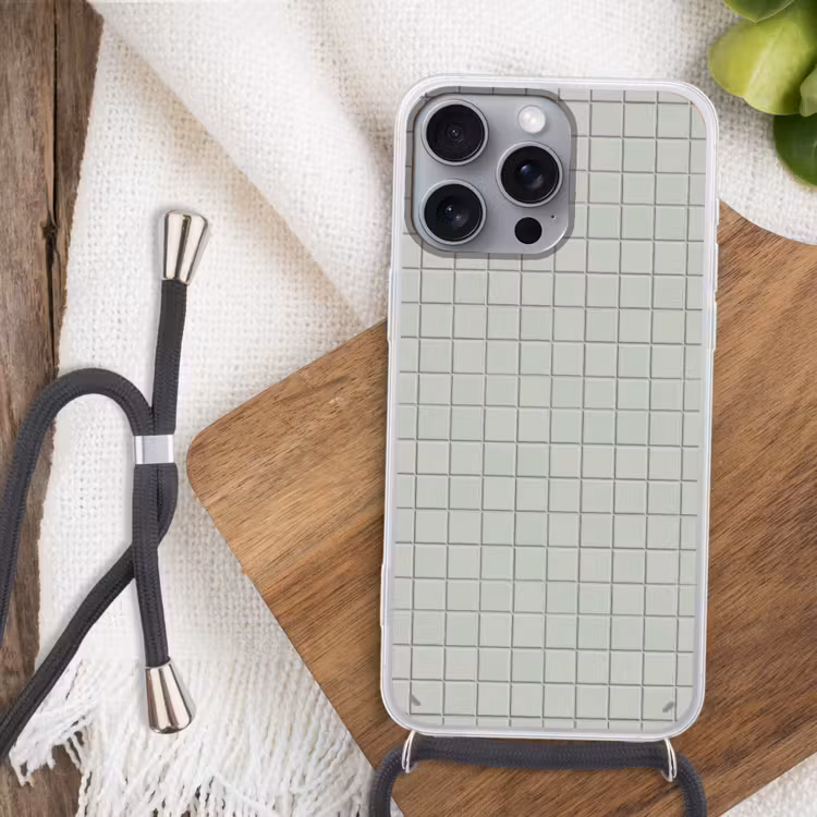 Tegel - Patroon - Lichtgroen Hoesje iPhone 16 Pro Max met koord klein 804 -sfeer4