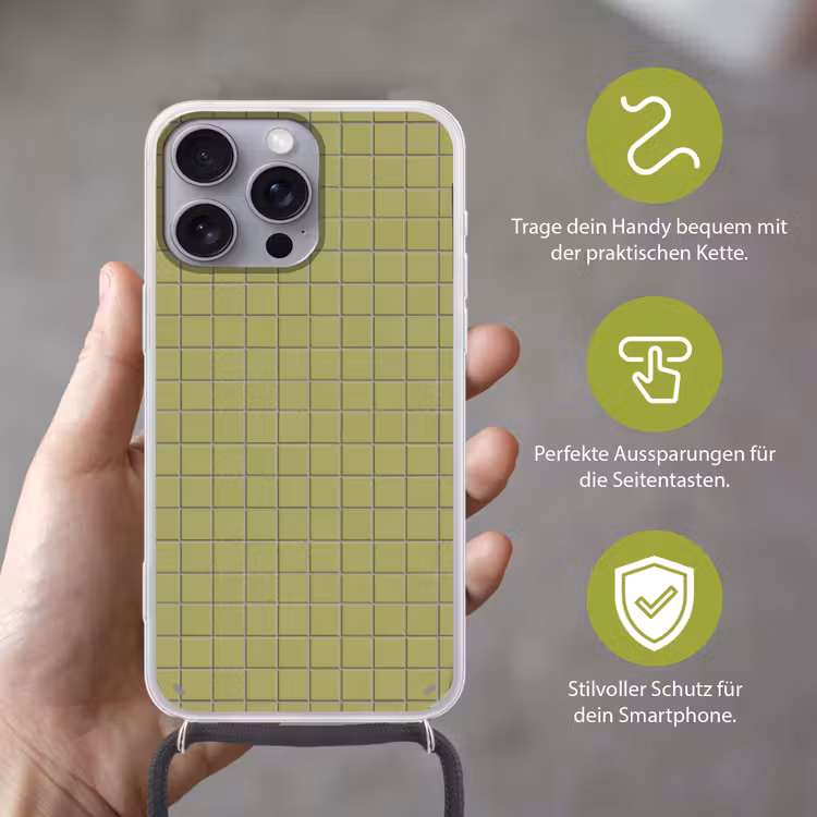 Tegel - Patroon - Olijfgroen Hoesje iPhone 16 Pro Max met koord klein 804 -sfeer2_DE