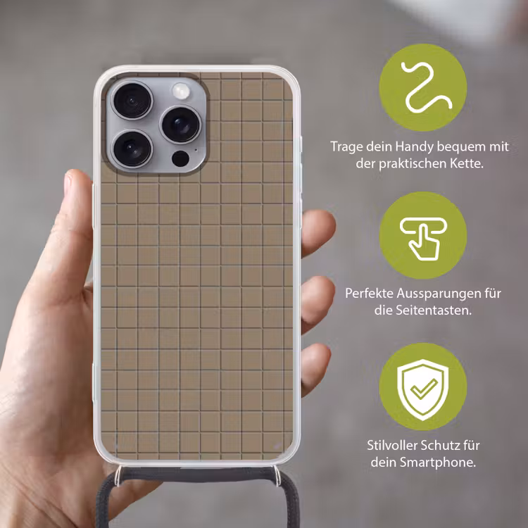 Tegel - Patroon - Taupe Hoesje iPhone 16 Pro Max met koord klein 804 -sfeer2_DE