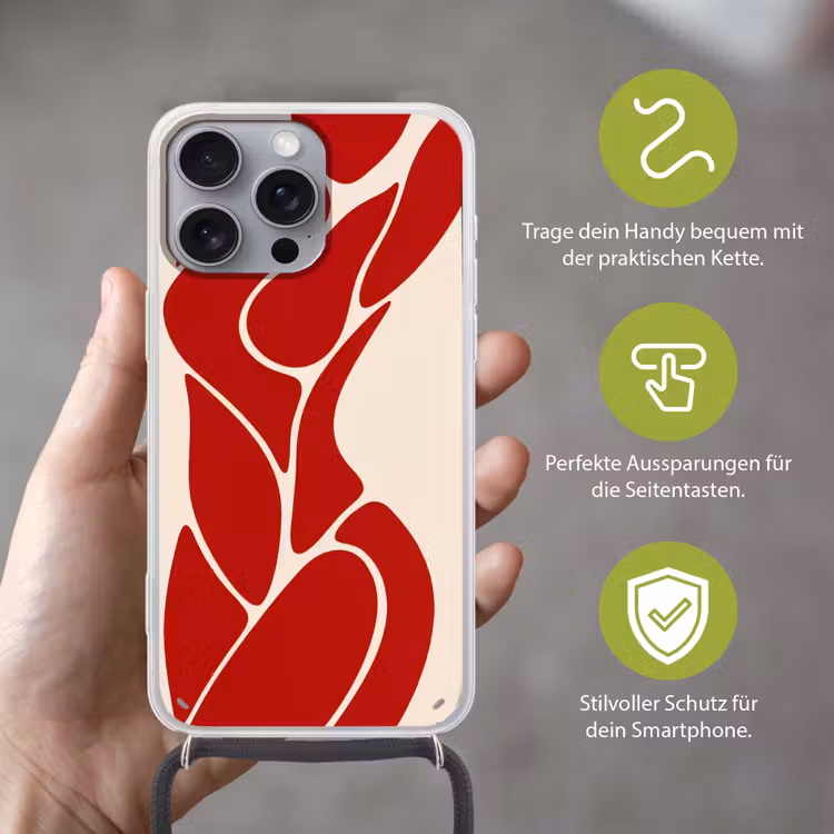 Vrouw - Figuur - Abstract - Modern - Rood Hoesje iPhone 16 Pro Max met koord klein -sfeer2_DE