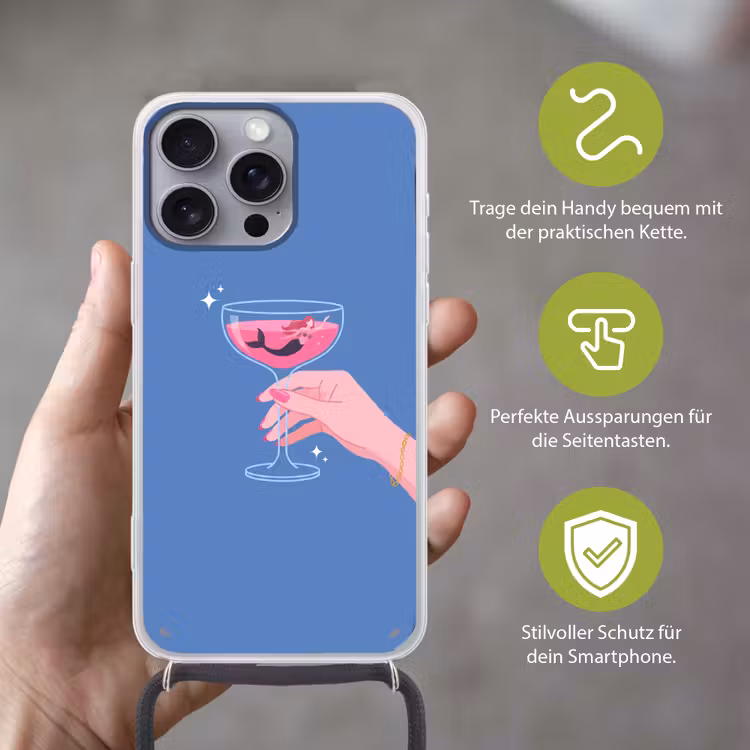 Vrouw - Glas - Abstract - Roze - Blauw Hoesje iPhone 16 Pro Max met koord klein -sfeer2_DE