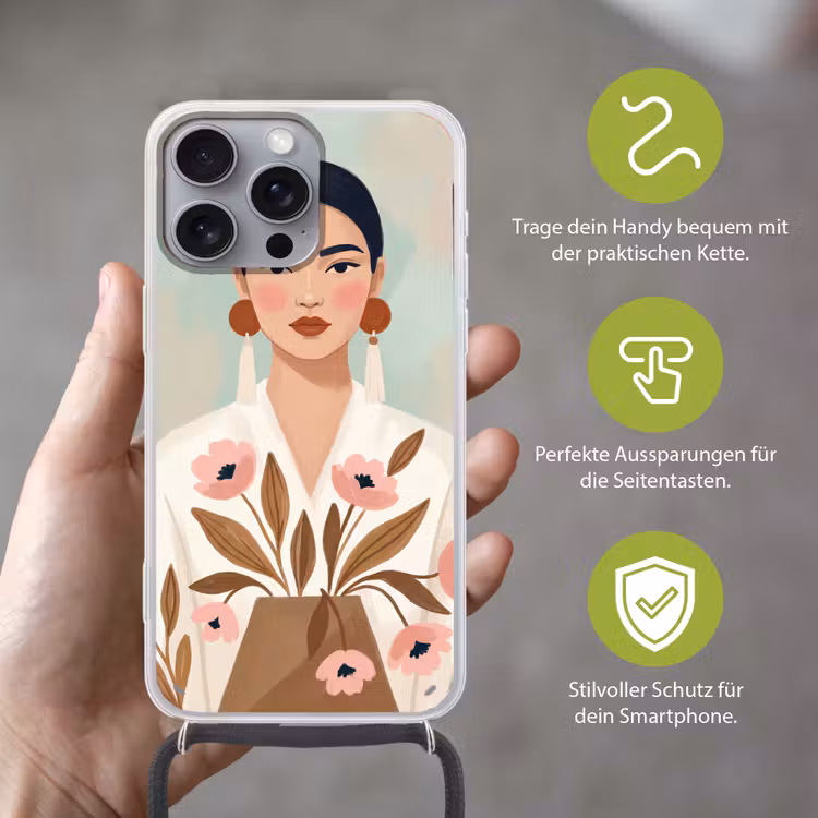 Vrouw - Kimono - Pastel Hoesje iPhone 16 Pro Max met koord klein -sfeer2_DE