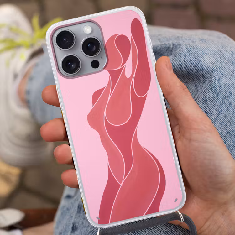 Vrouw - Lichaam - Abstract - Roze Hoesje iPhone 16 Pro Max met koord klein -sfeer3