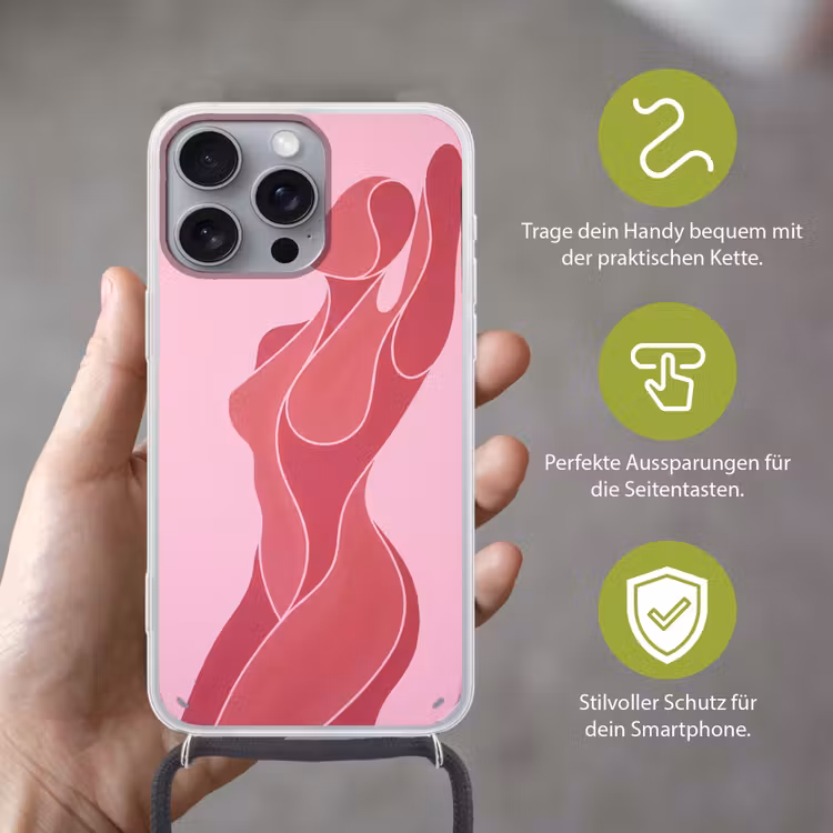 Vrouw - Lichaam - Abstract - Roze Hoesje iPhone 16 Pro Max met koord klein -sfeer2_DE
