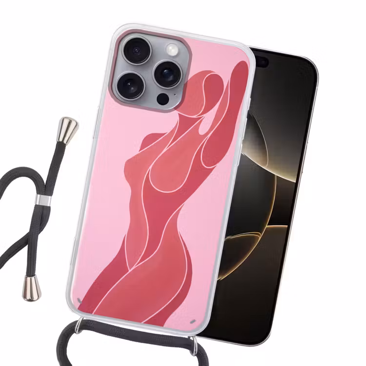 Vrouw - Lichaam - Abstract - Roze Hoesje iPhone 16 Pro Max met koord klein -sfeer1