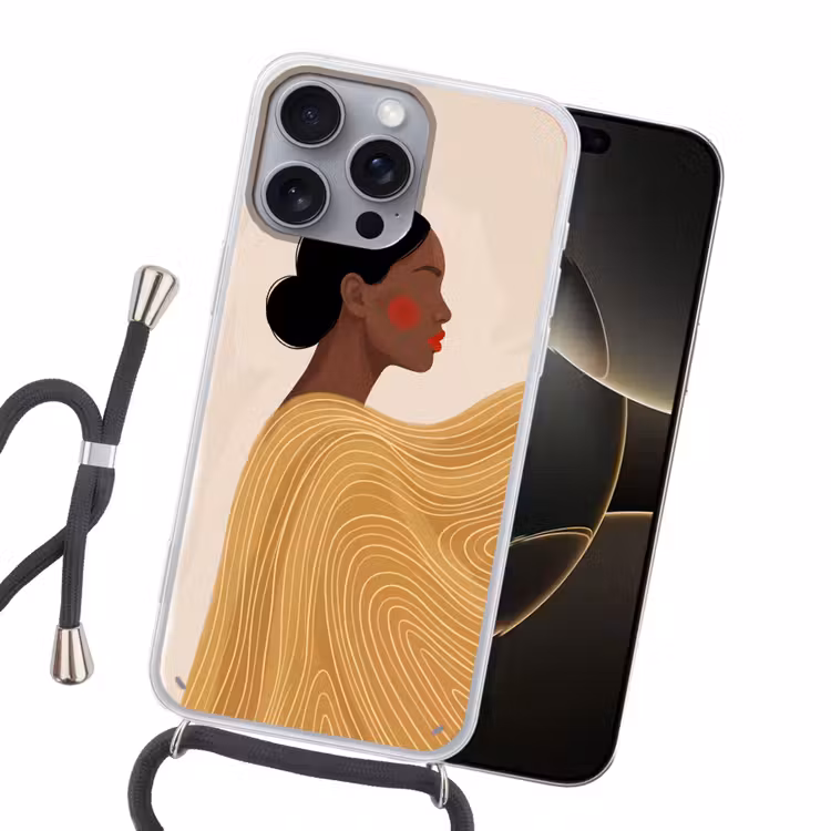 Vrouw - Profiel - Modern - Abstract - Kunst Hoesje iPhone 16 Pro Max met koord klein -sfeer1
