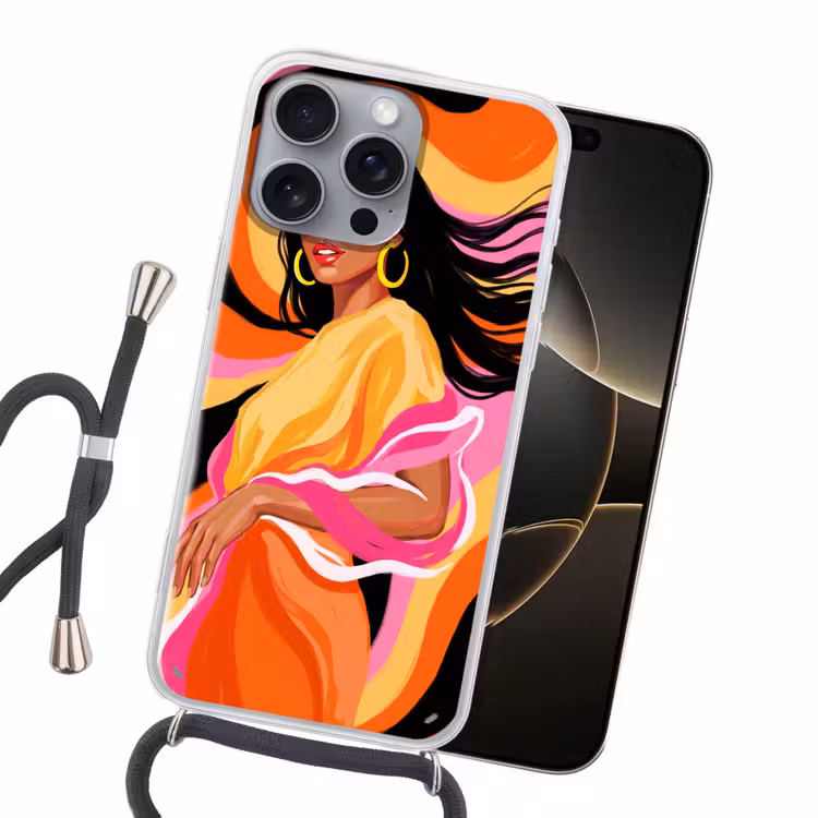 Vrouw - Zonnebril - Abstract - Kleurrijk Hoesje iPhone 16 Pro Max met koord klein -sfeer1