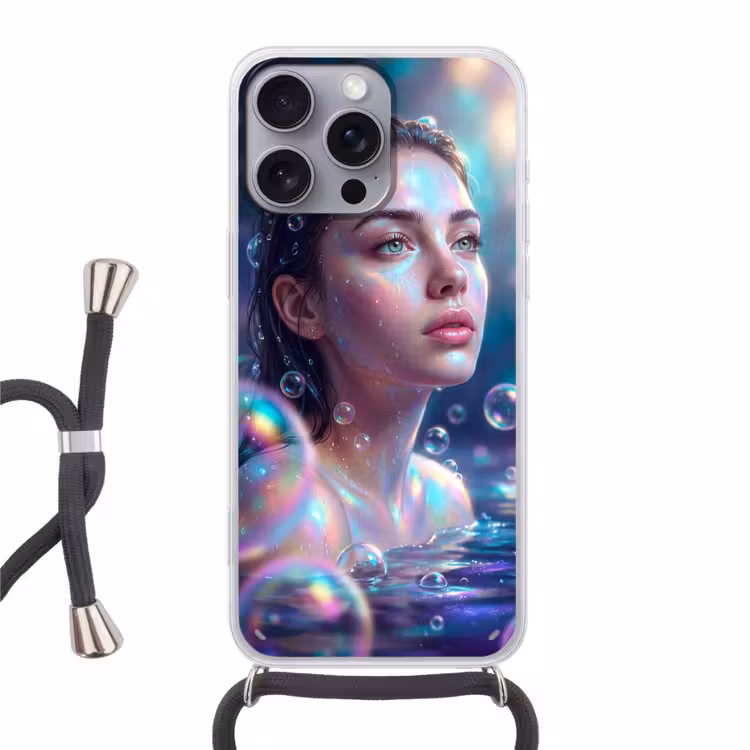 Vrouw - Water - Portret - Kleurrijk - Modern Hoesje iPhone 16 Pro Max met koord klein -3d