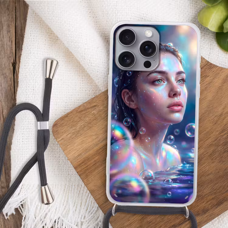 Vrouw - Water - Portret - Kleurrijk - Modern Hoesje iPhone 16 Pro Max met koord klein -sfeer4
