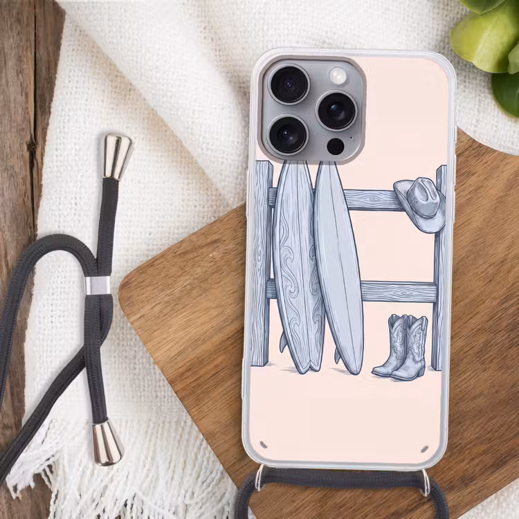Recreatie - Kleding - Avontuur - Illustratie - Zomer Hoesje iPhone 16 Pro Max met koord klein -sfeer4