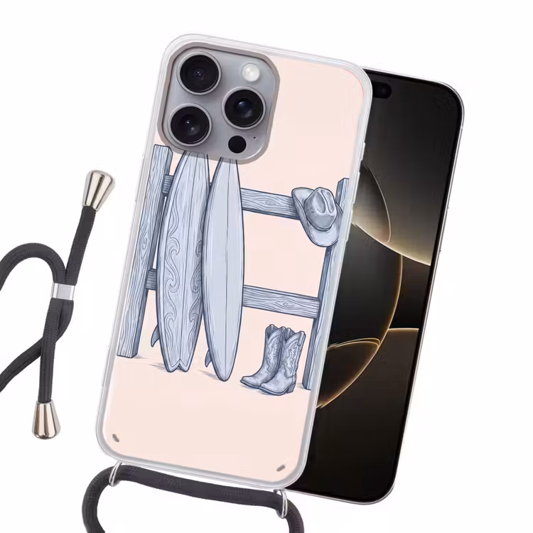 Recreatie - Kleding - Avontuur - Illustratie - Zomer Hoesje iPhone 16 Pro Max met koord klein -sfeer1