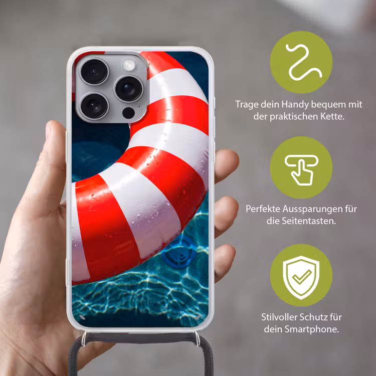Recreatie - Water - Zomer - Rood - Wit Hoesje iPhone 16 Pro Max met koord klein -sfeer2_DE